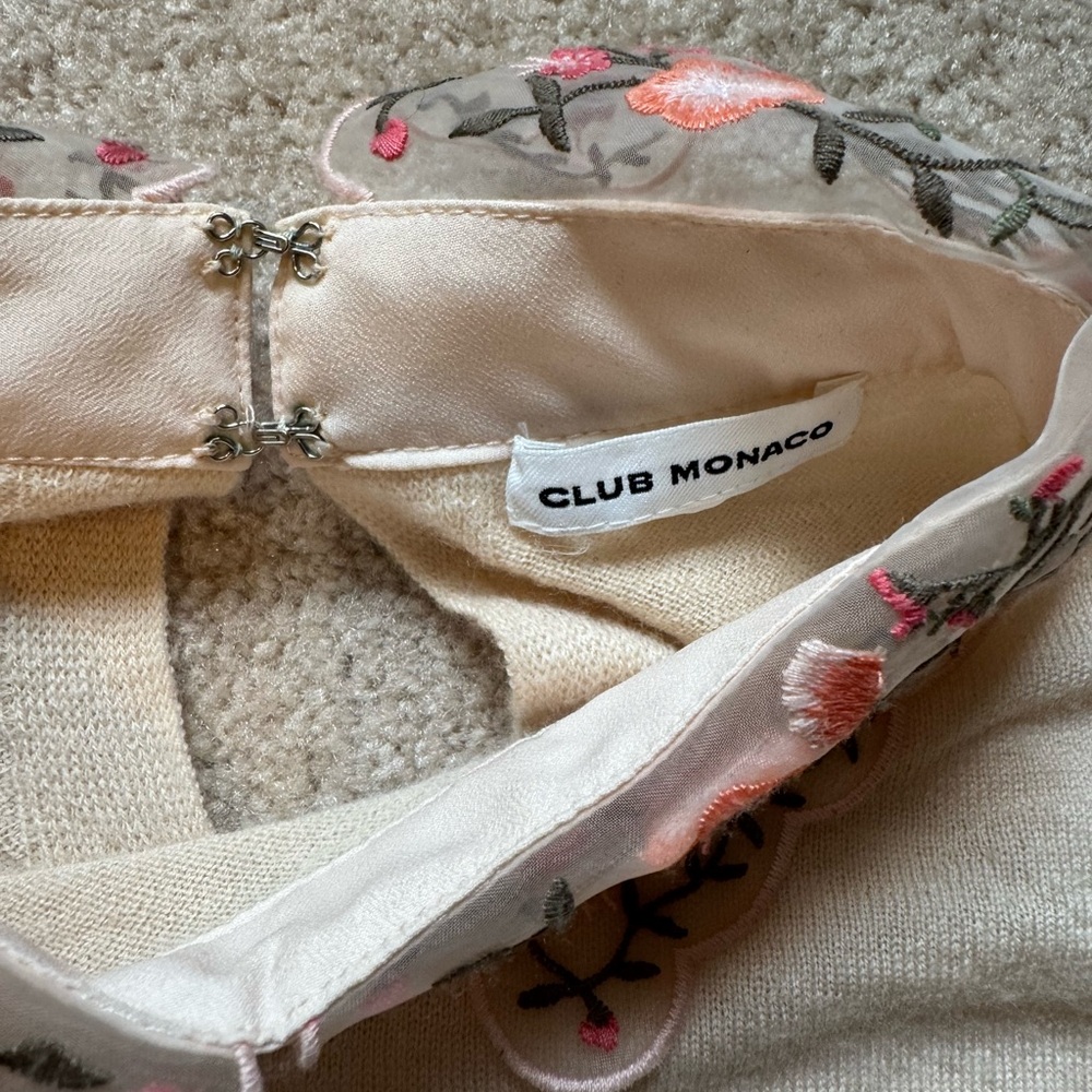 Club Monaco Cream Sweater with Floral Embellishments - Picture 5 of 10